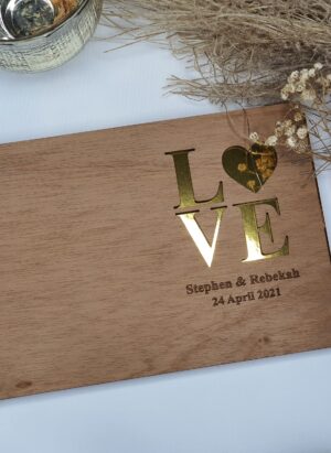 LOVE cut-out Wooden Guestbook | A4 size