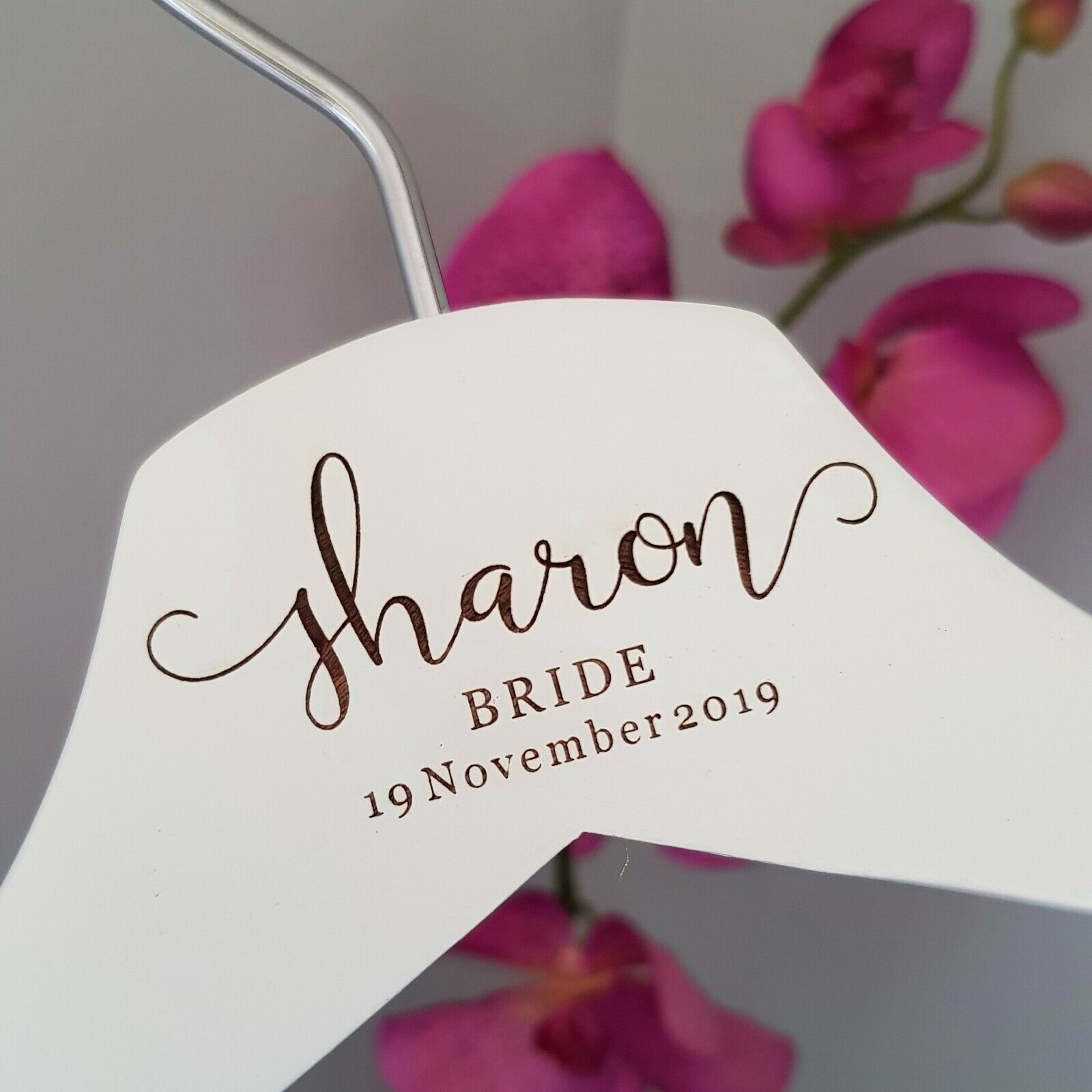Details about   Personalised White Wooden Wedding Dress Coat Hangers For Bridal Bridesmaid Groom 